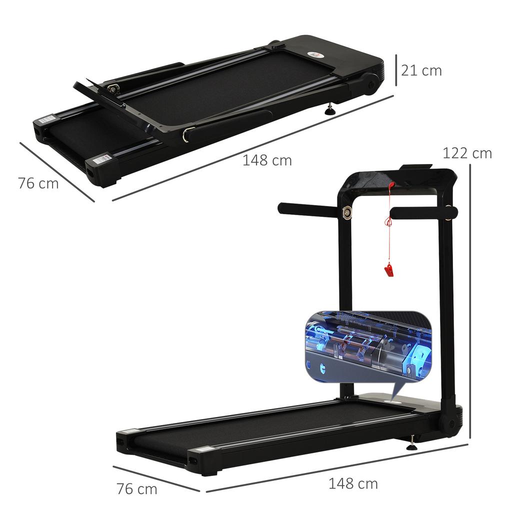 Folding Treadmill, 1.85HP Installation-Free Walking Jogging Running Machine, 12KM/H with 12 Pre-Programs and LED Display for Home Gym Office