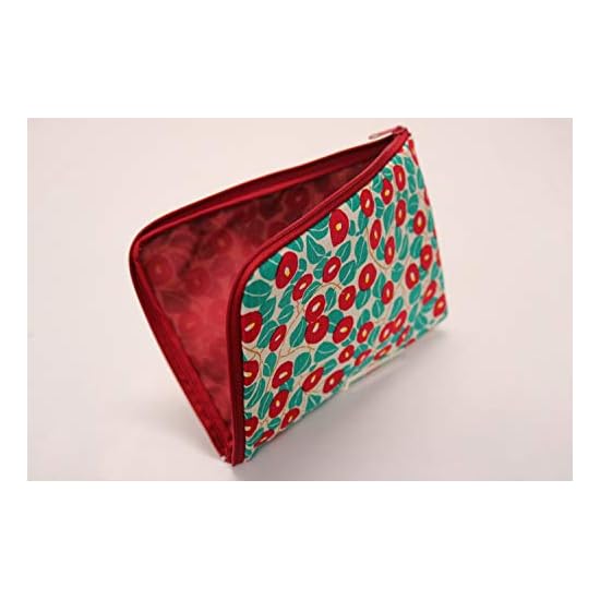 Kyoyu Made in Japan Cotton Pouch Cosmetic Makeup Approx. 21×15cm Camellia L-Shaped Zipper Makeup Tra