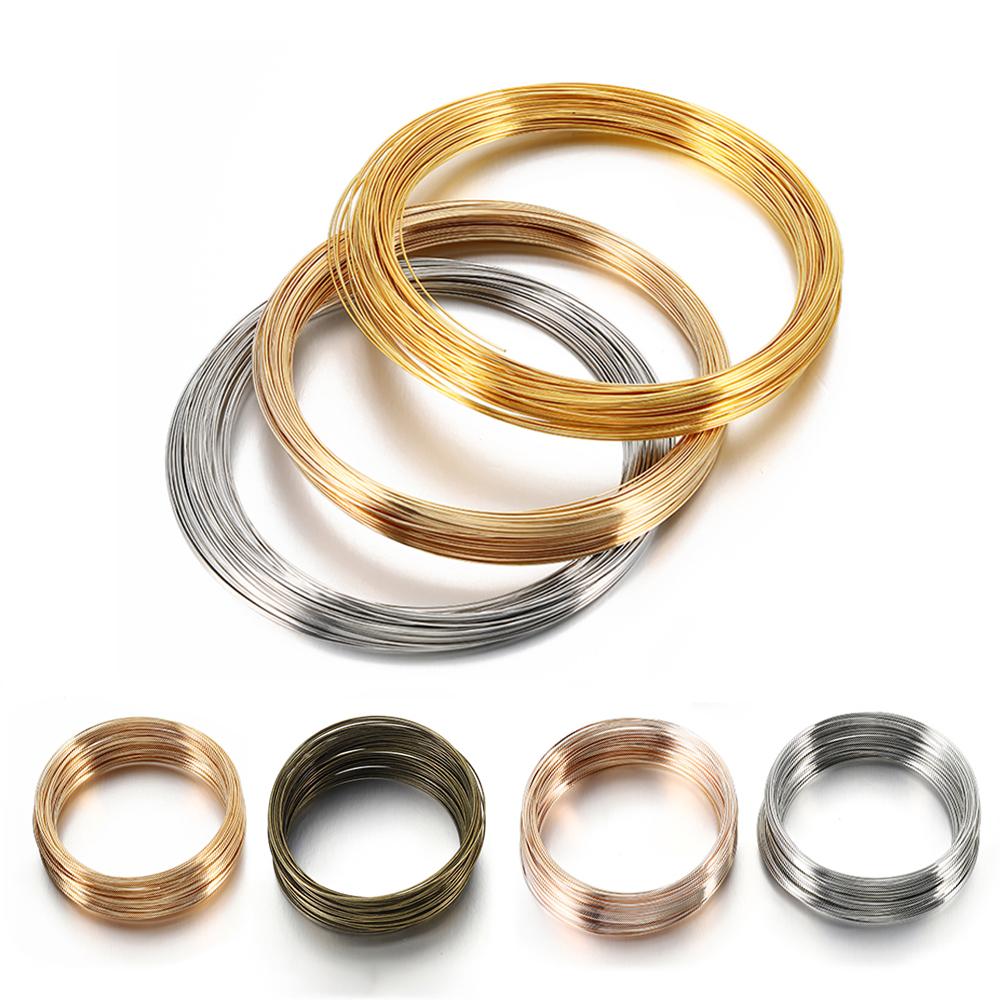 100 Loops Gold Steel Color Memory Wire 60mm Bracelet Bangle Loop 115mm Necklace Collar Hoop for Zircon Making DIY Accessories