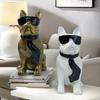 Resin French Bulldog Figurine With Ribbon Glasses Desktop Decor Home Ornament Gift Friends Family