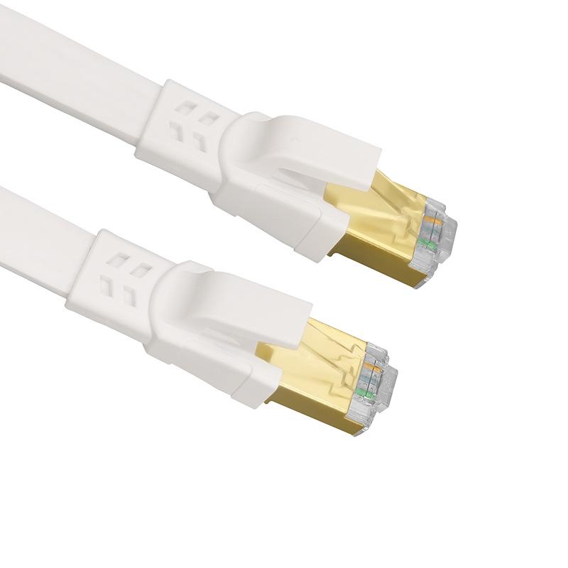 Category 8 Flat Pure Copper 10 Gigabit Network Cable with Shielded RJ45 Connectors CAT8 Flat Patch Cable