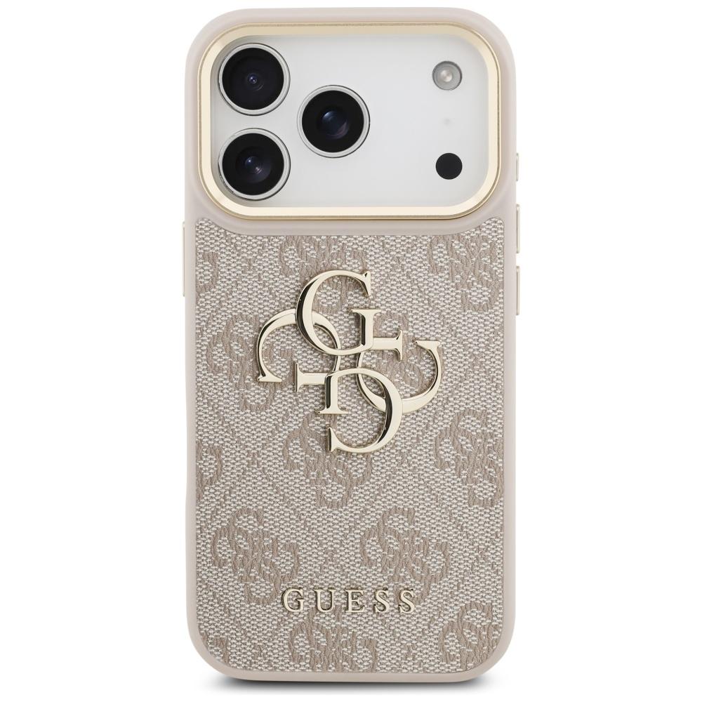 Guess 4G Big 4G Classic Logo Big Strap Metal Buttons Case for iPhone 17 Pro Pink