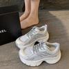 Внешняя торговля увеличивающая рост маффин толстая подошва кроссовки папины кроссовки женские 2025 новый весна и лето металлик сетка дышащие спортивные и повседневные туфли