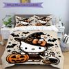 3pcs Witch Hello Kitty Printed Bedding Set, Soft and Comfortable Quilt Cover for Bedroom, Guest Room ( Not Included).H104