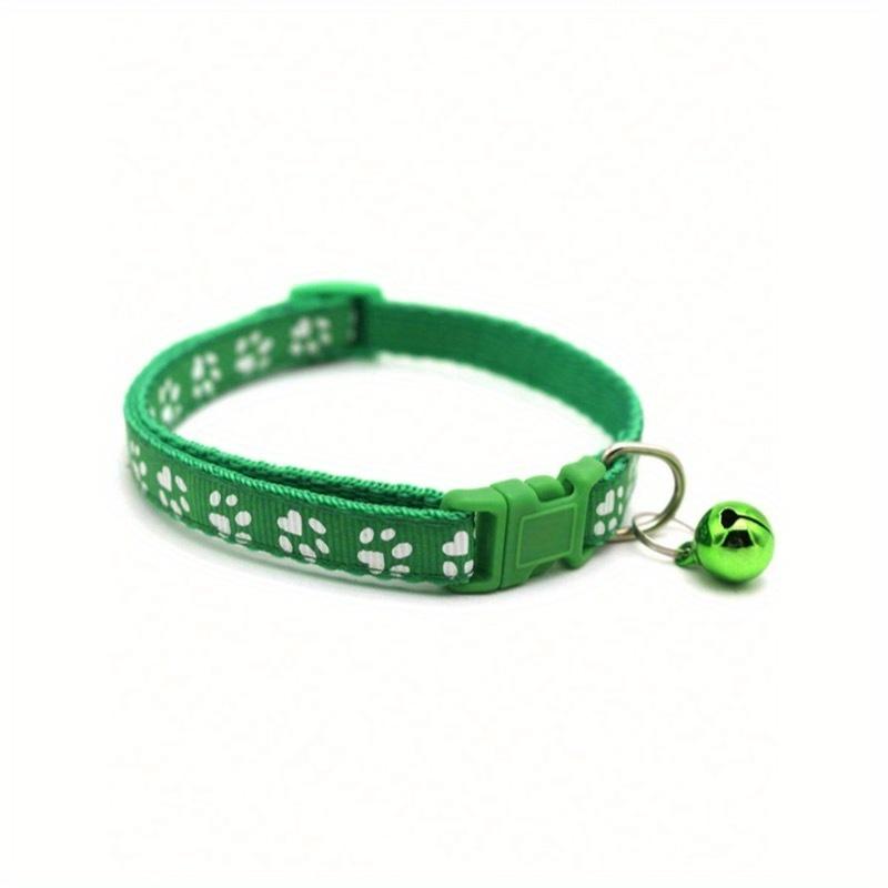 Красочные и милые ошейники-колокольчики для кошек, регулируемые безопасные кошачьи ошейники с колокольчиками, мультяшные и забавные ошейники со следами лап, товары для кошек