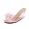 Женские пикантные сандалии на каблуке с бантом и кристаллами 8 см, танцевальные трендовые тапочки LFD-1098-113