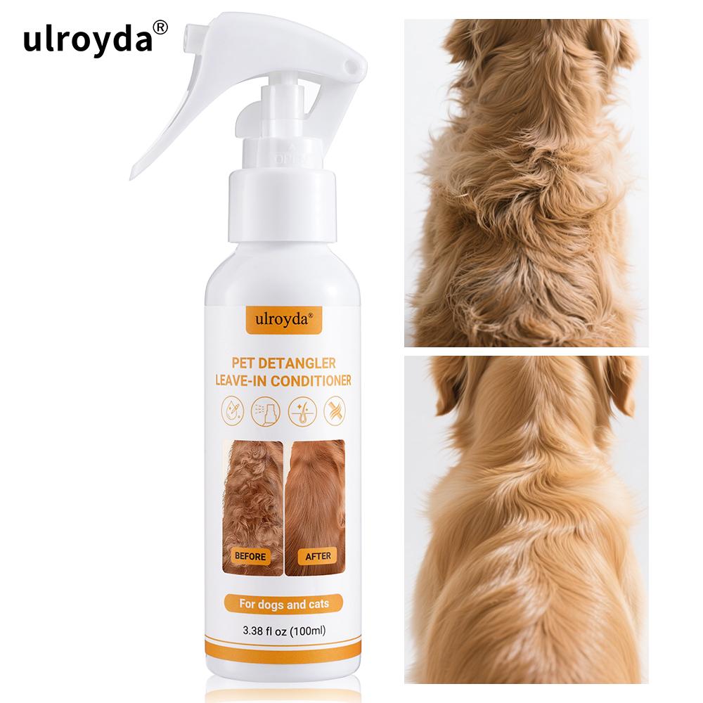 Ulroyda Pet Detangler Leave-In Conditioner for Cats & Dogs Gentle Lavender Scented Formula Moisturizes And Smooths All Hair Type