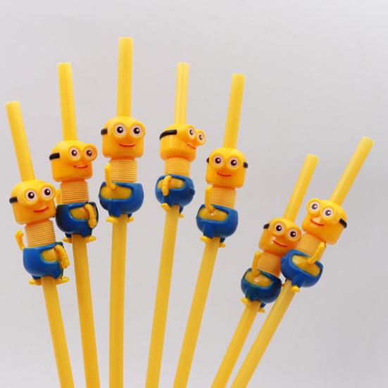 Пластиковая трубочка для питья Yousheng с мультяшными животными, кошкой, уткой, многоразовая соломинка для напитков с кистью