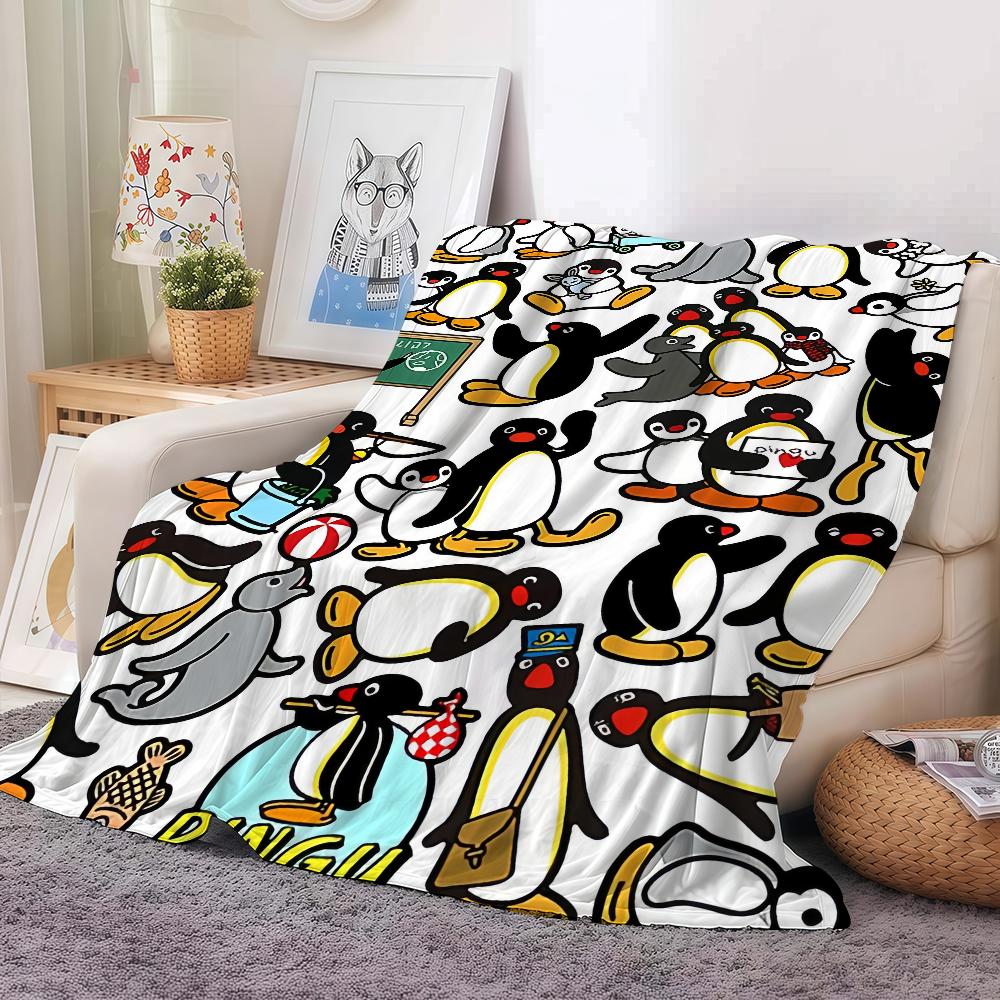 Cartoon P-Pingu Cute Blanket Warm Soft Suitable For Bedroom Sofa Bed Living Room Office Travel Camping Gifts