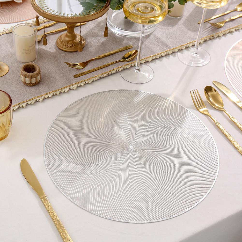 6 шт. Круглые золотые подставки на стол 38 см ПВХ Термостойкие Водонепроницаемые Моющиеся Нескользящие Обеденные коврики Для дома Кухни Ресторана Банкета