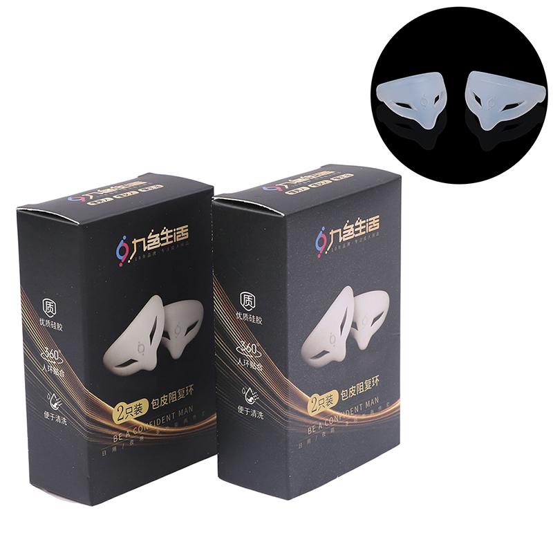 2Pcs Male Penis Ring Special Condom Delay Extension Glans Sleeve Reusable Toys