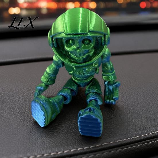 Hollow Skull Helmet Statue 3D Printed Astronaut Figurine, Articulated Skeleton Spaceman Action Figure, Window Display Ornament Halloween Movable