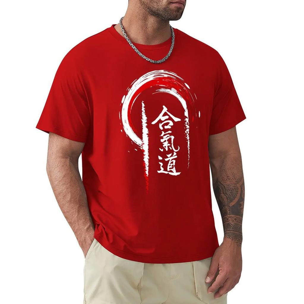 Футболка Aikido Vintage Футболка Harajuku с коротким рукавом Футболка с графикой из 100% хлопка