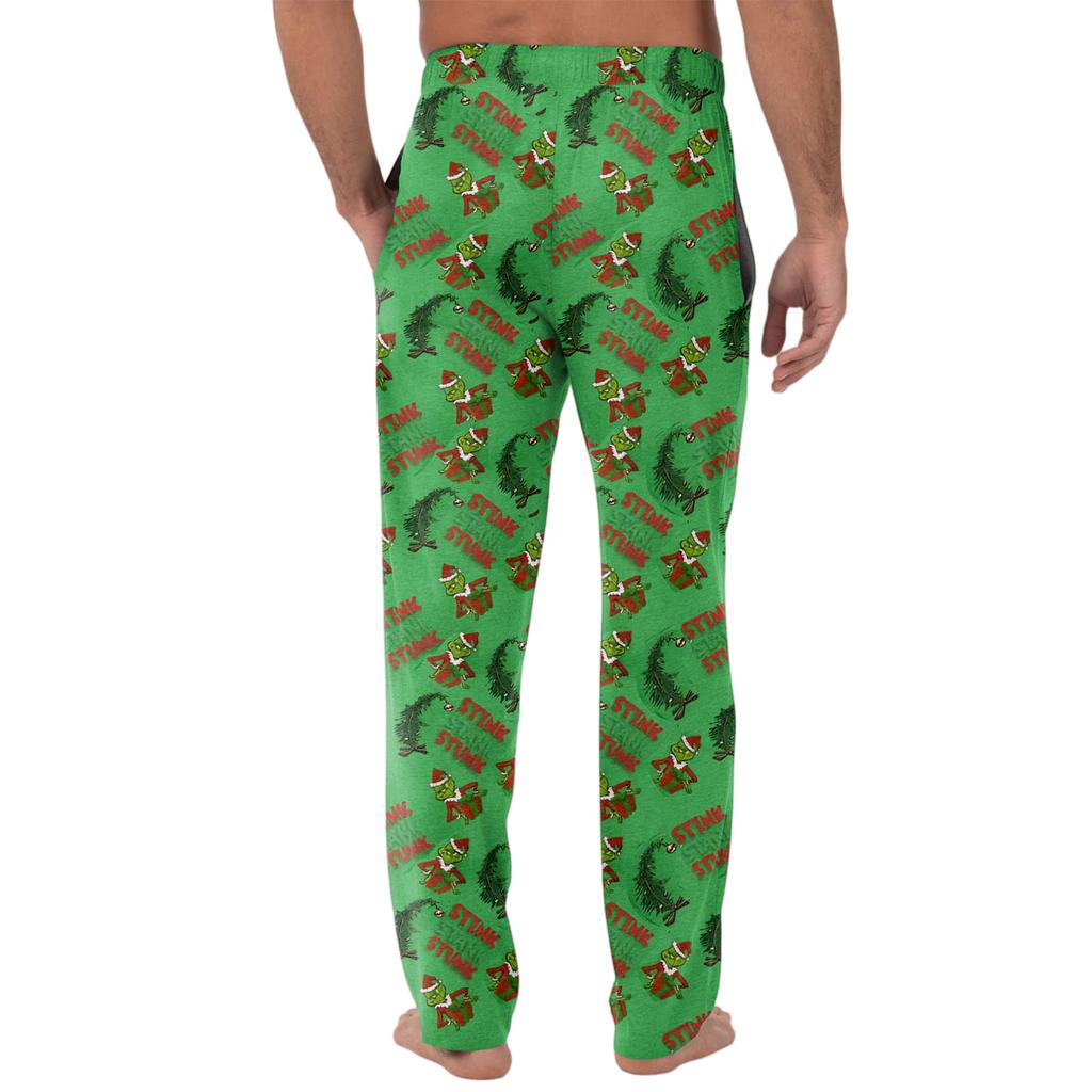 Men's Knitted Fashion Print Pocket Casual Pants Pajama Pants