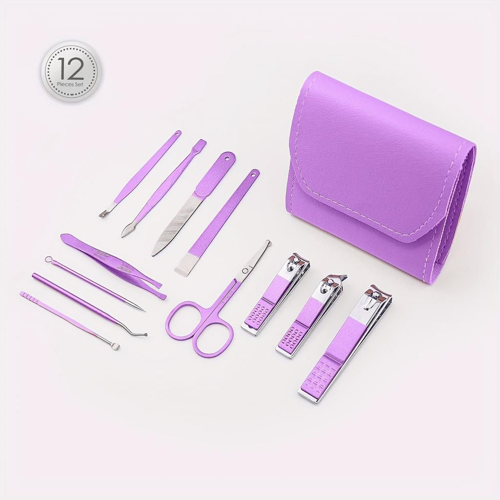 Manicure Set Pedicure Kit Professional Nail Clippers Set Nail Kit Manicure Kit For Women Men - Purple
