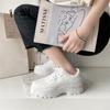 White Women's New Autumn Chunky Sneakers Lace-Up Vulcanize Winter Sports Shoes Casual Flat Fashion Platform Basket Round Head PU