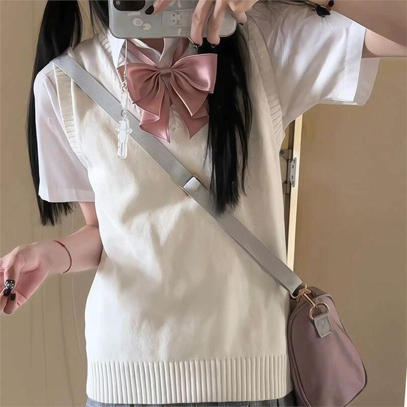 Women’s Grey Knit Vest - Japanese Academy Style School Uniform Top