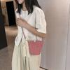 Elegant Soft Woven Bucket Bag For Women Casual Summer Style Shoulder Handbag In Khaki Red And Colorful