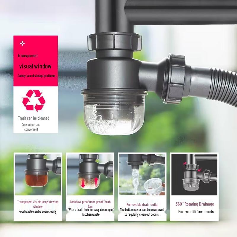 Комплект дренажной трубы для тыквенной раковины из нержавеющей стали 304 для одной раковины