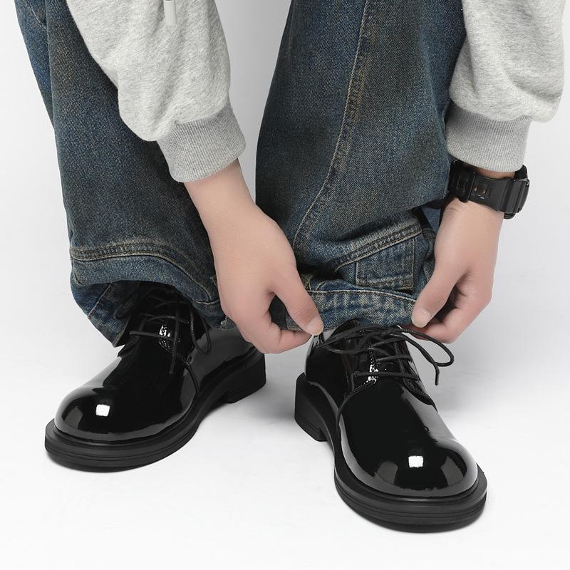 Деловые туфли дерби «Бизнес Элит» из лакированной кожи, глянцевые, повседневные, маленькие кожаные туфли, мужские, на платформе, трендовые, британские, нарядные, для деловых поездок