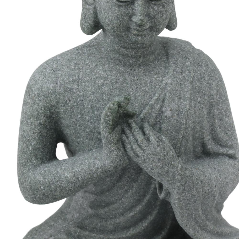Grey Oriental Stone Carving Ornament Courtyard Sandstone Figurine Indoor Study Shelf Decoration