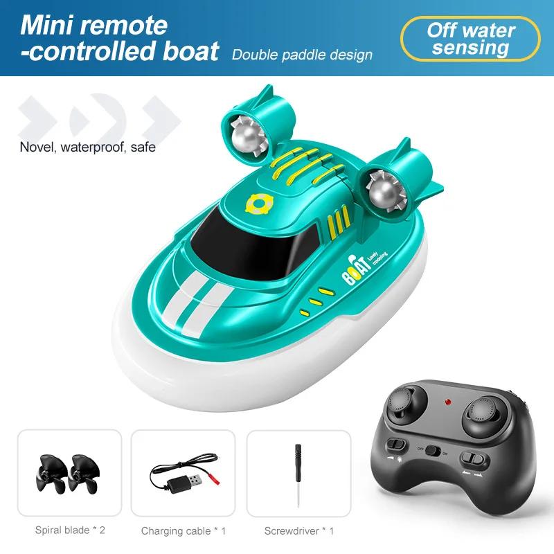 Non-Toxic 1/32 Mini Remote Control Boat Pocket Rc Boat Ship With Dual Propellers Waterproof Anti-Collision Led Light Speedboat Toy For Kid