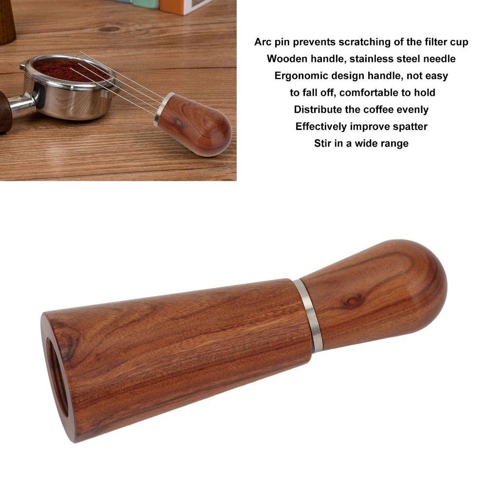 Wooden Handle Coffee Stirring Tool 8 Pins Coffee Needle Distributor For Professional Coffee Shop