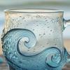 Yousheng Sea Glass Sunset Mug Thickened Glass with Wave Texture Gradient Color Water Cup Non-Slip Handle Glassware for Coffee Juice Iced Drinks
