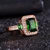 Sace Gems Classic Luxury Square Green Zircon Ring Ladies Jewelry Wedding Promise Party Gift