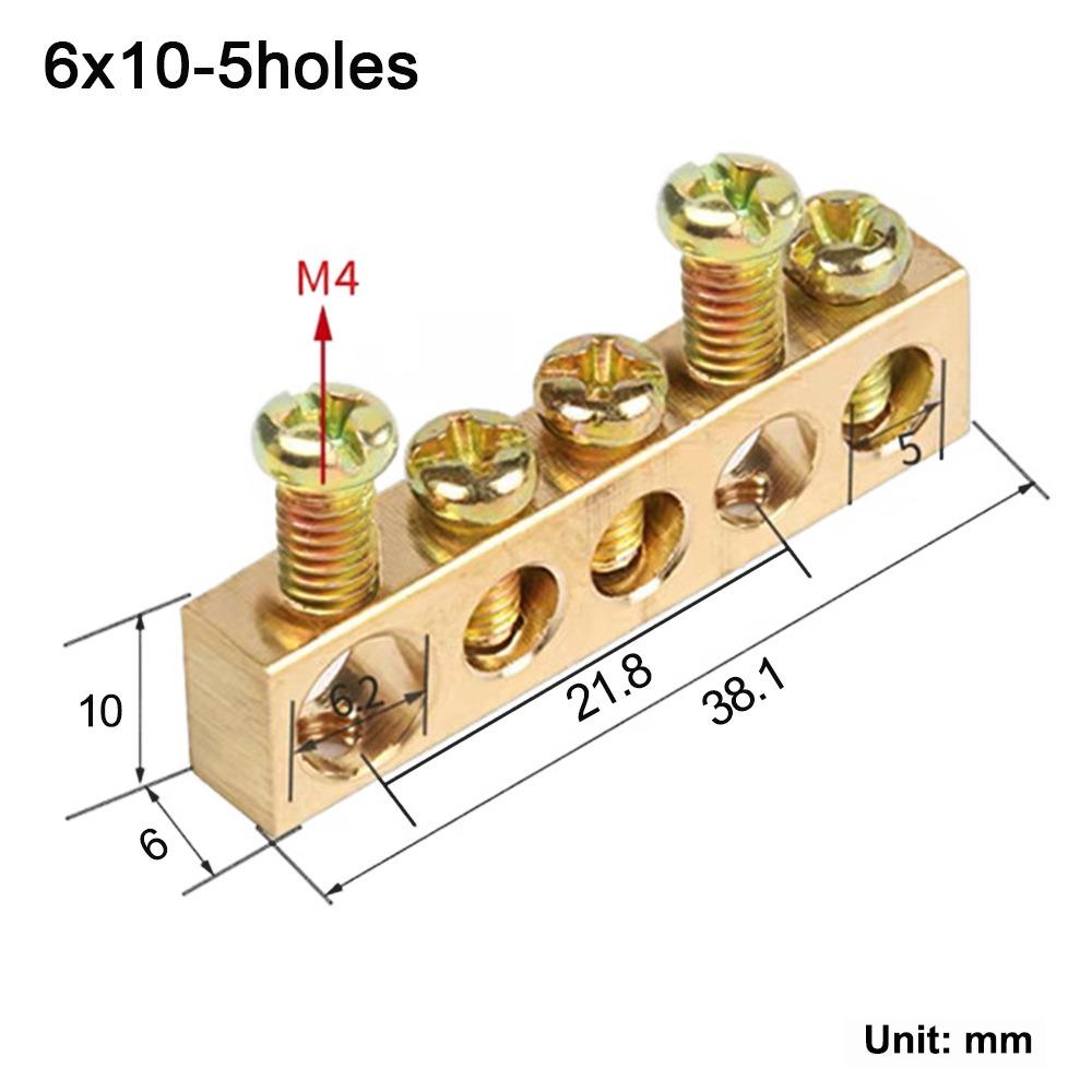 Copper Wire Connector With Hole Screw Terminal Block Brass Connection Row  Electrical