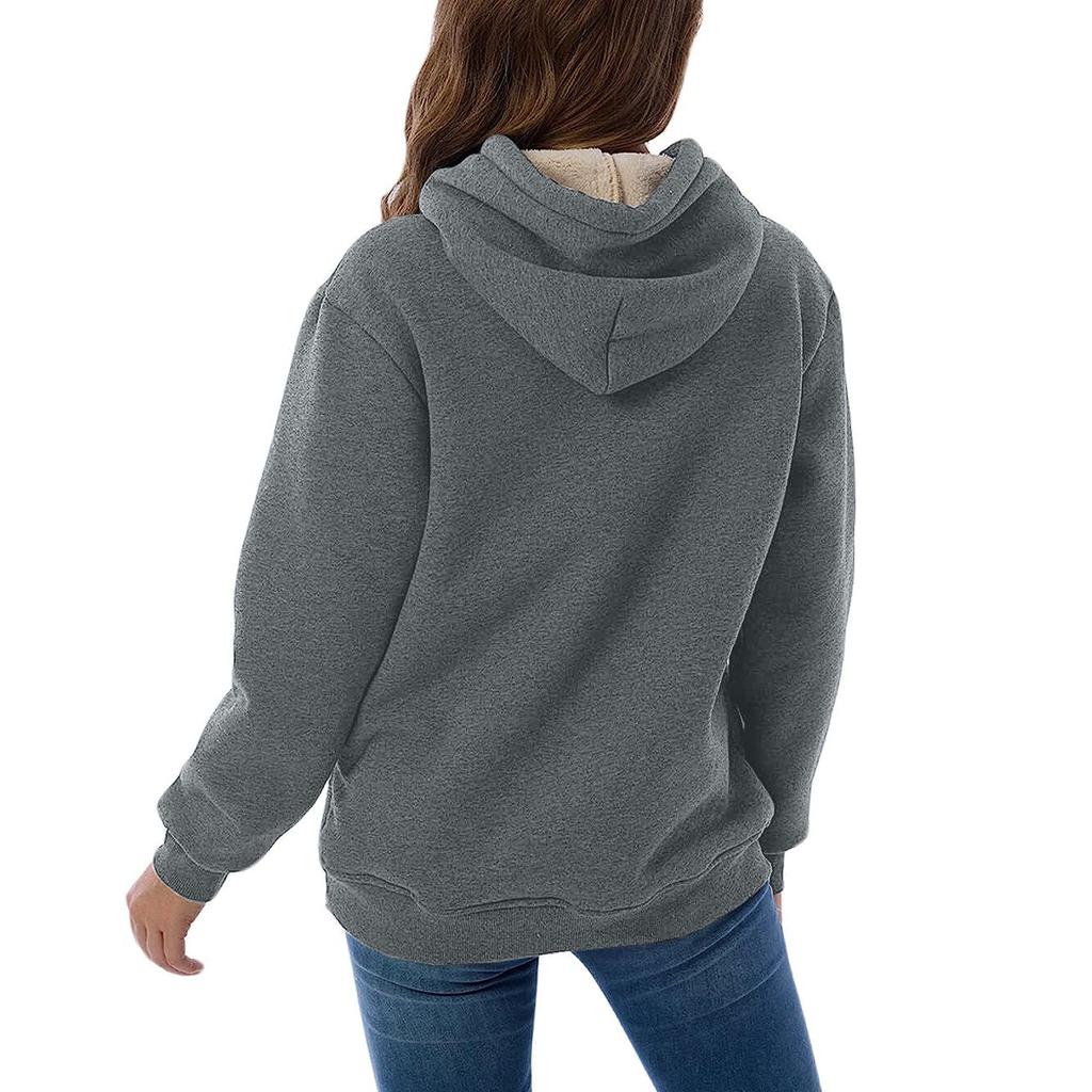 Женская зимняя толстовка, женская теплая спортивная толстовка с капюшоном и карманами из овечьего флиса, куртка