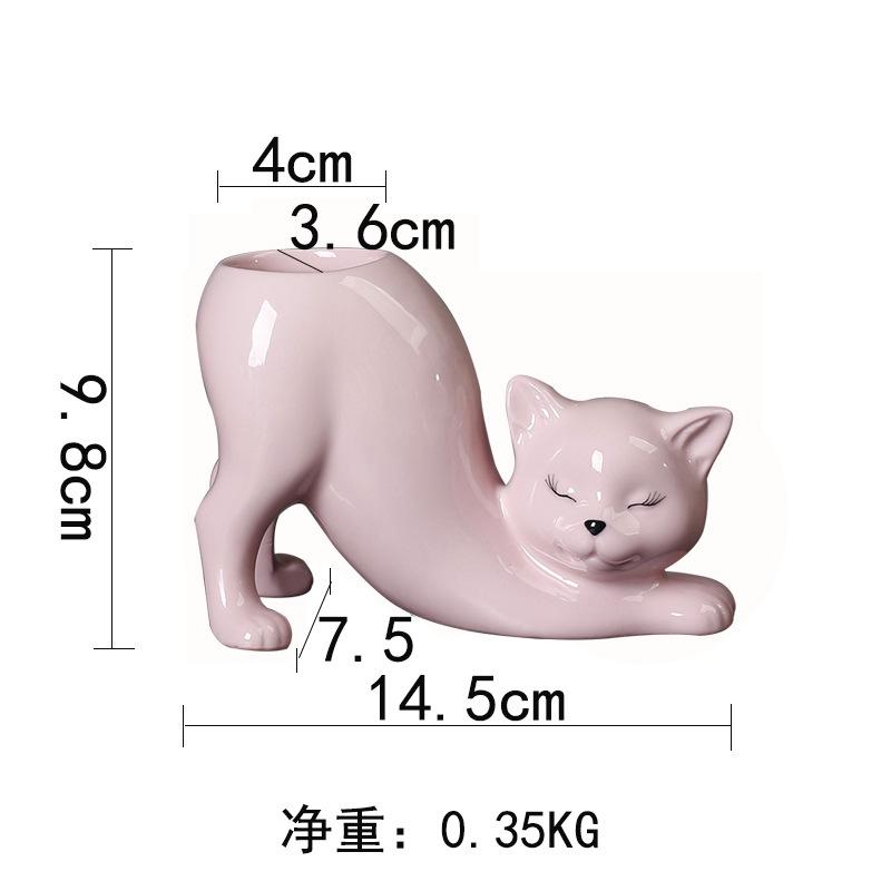 Cartoon Cat Flower Pot Vase Cute Cat Tail Succulent Planting Pot Porcelain Flower Vase Flowerpot Home Decoration Accessories