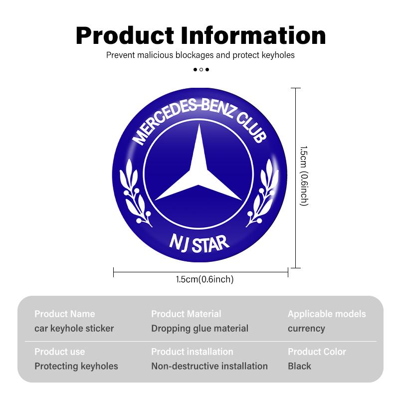 8pcs Car Door Keyhole Sticker Lock Protector Anti-blocking Decal For Mercedes Benz AMG A C E S G Class W201 W210 W108 W204 W205 UWXYZ1