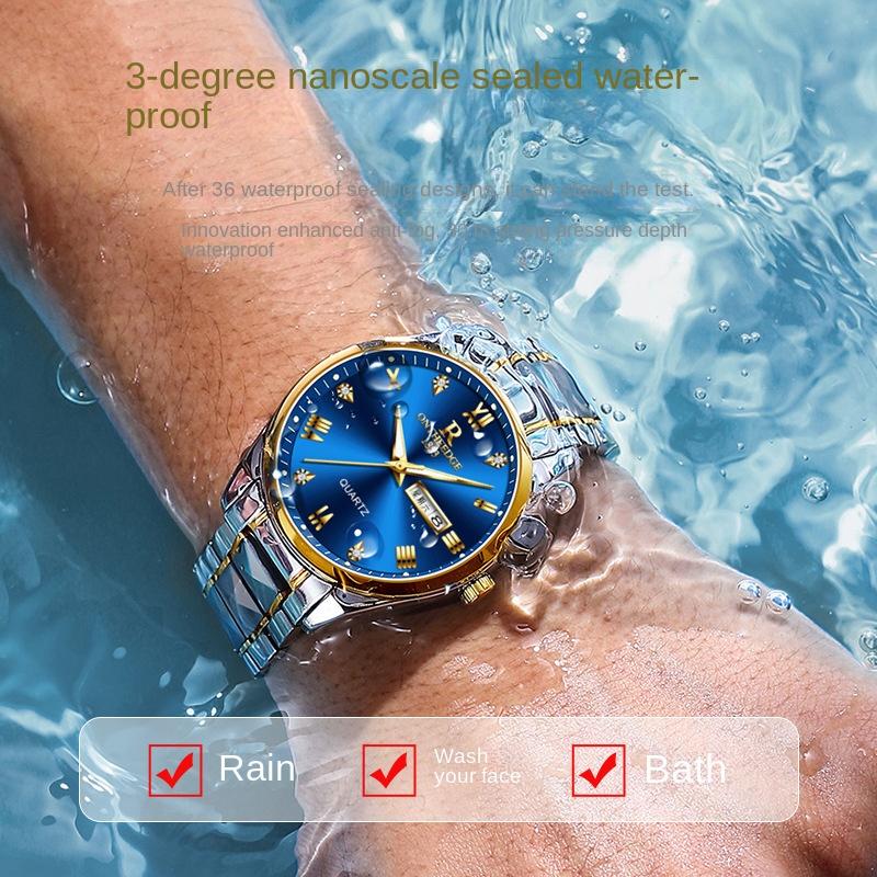 ONTHEEDGE Watch Men's Business Non-mechanical Watch Waterproof Luminous Quartz Watch