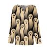 Women's T Shirt Tee Button Halloween Print Long Sleeve Daily Weekend Fashion Basic V-Neck Regular Top