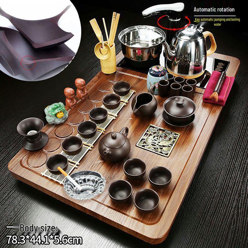 Automatic Chinese Kung Fu Tea Set with Wooden Tray and Kettle