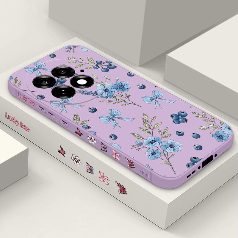 Чехол для OnePlus 15 13 12 Черничный Бантики Цветочный узор Противоударный ТПУ Силиконовый Мягкий Чехол для Oneplus Nord 5G 13R 12R 11R