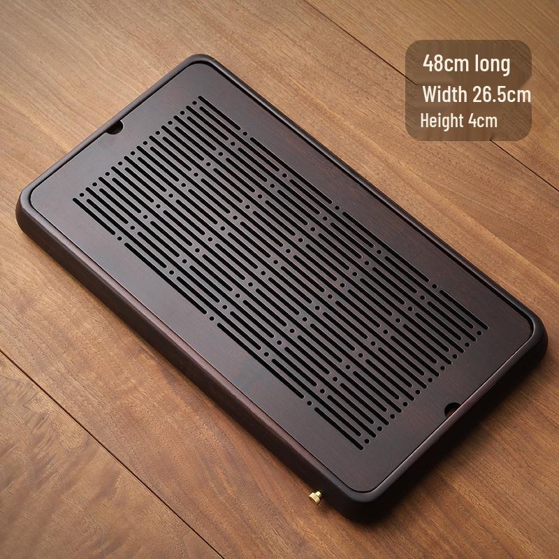 Бамбуковый чайный поднос с резервуаром для воды - Простой прямоугольный дизайн для чайных наборов