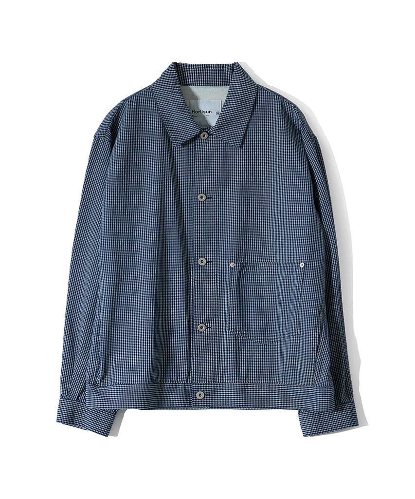 Horlisun Liverty Denim Check Jacket Navy