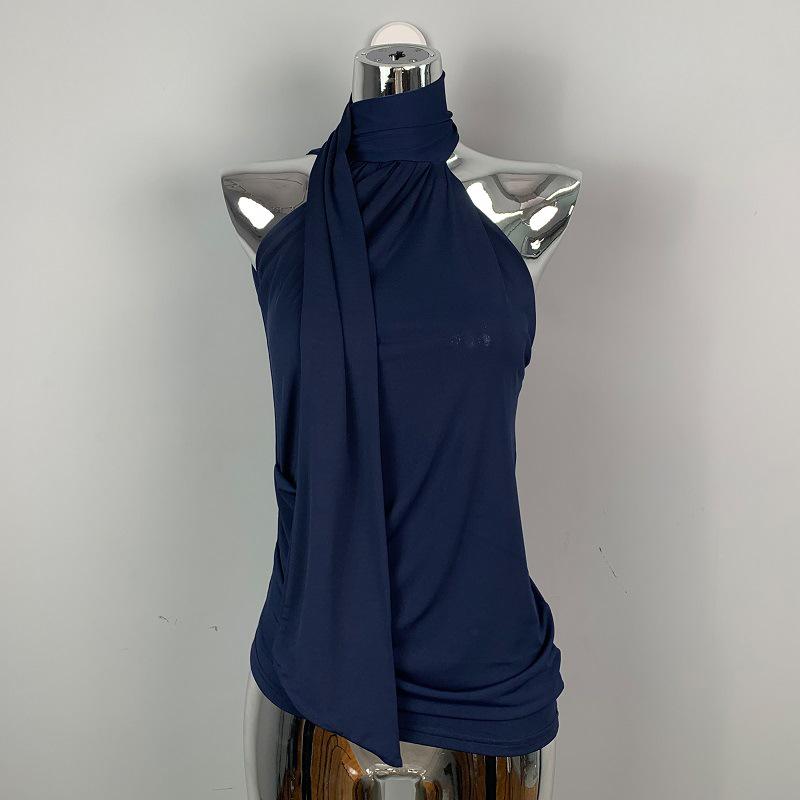 Жилет Dongdaemun Slim Fit Halter Neck Vest – универсальный женский топ с лентами, подчеркивающий ключицы и фигуру