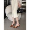 Fashion Versatile Style Metal Buckle Pointed Head Patent Leather Bag Head Sandals Single Shoes