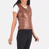 AL KHALID Side Lace Stylish Western Zip Waist Coat Women Vest Coat Brown Lambskin Leather