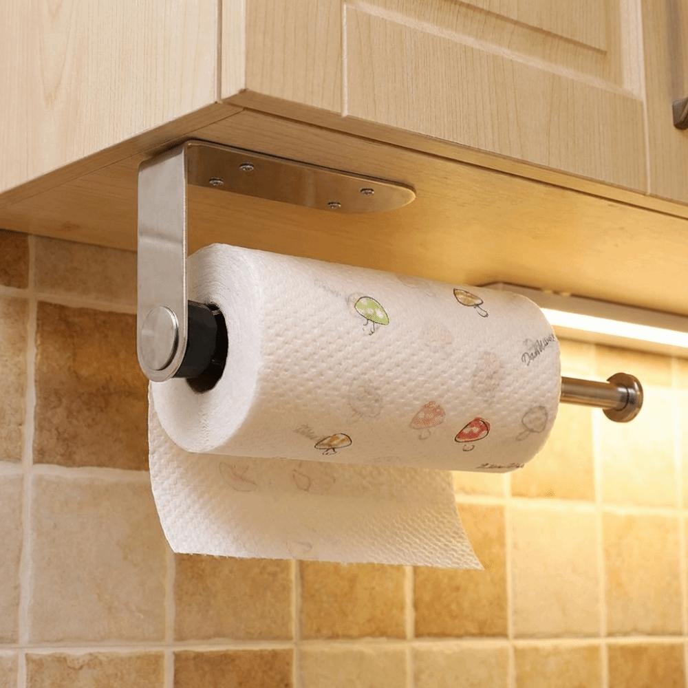 Stainless Steel Toilet Paper Holder Adhesive Wall Mount Napkin Storage Rack Kitchen