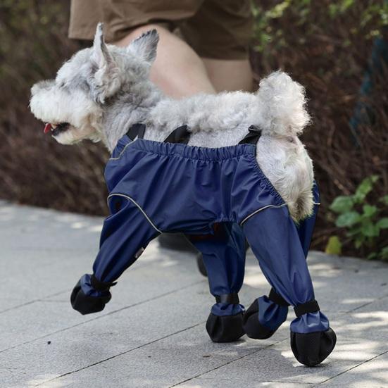 Waterproof Dog Boots with Suspender 4-Legged Dog Rain Shoes Anti-Slip Pet Paw Protector for Small