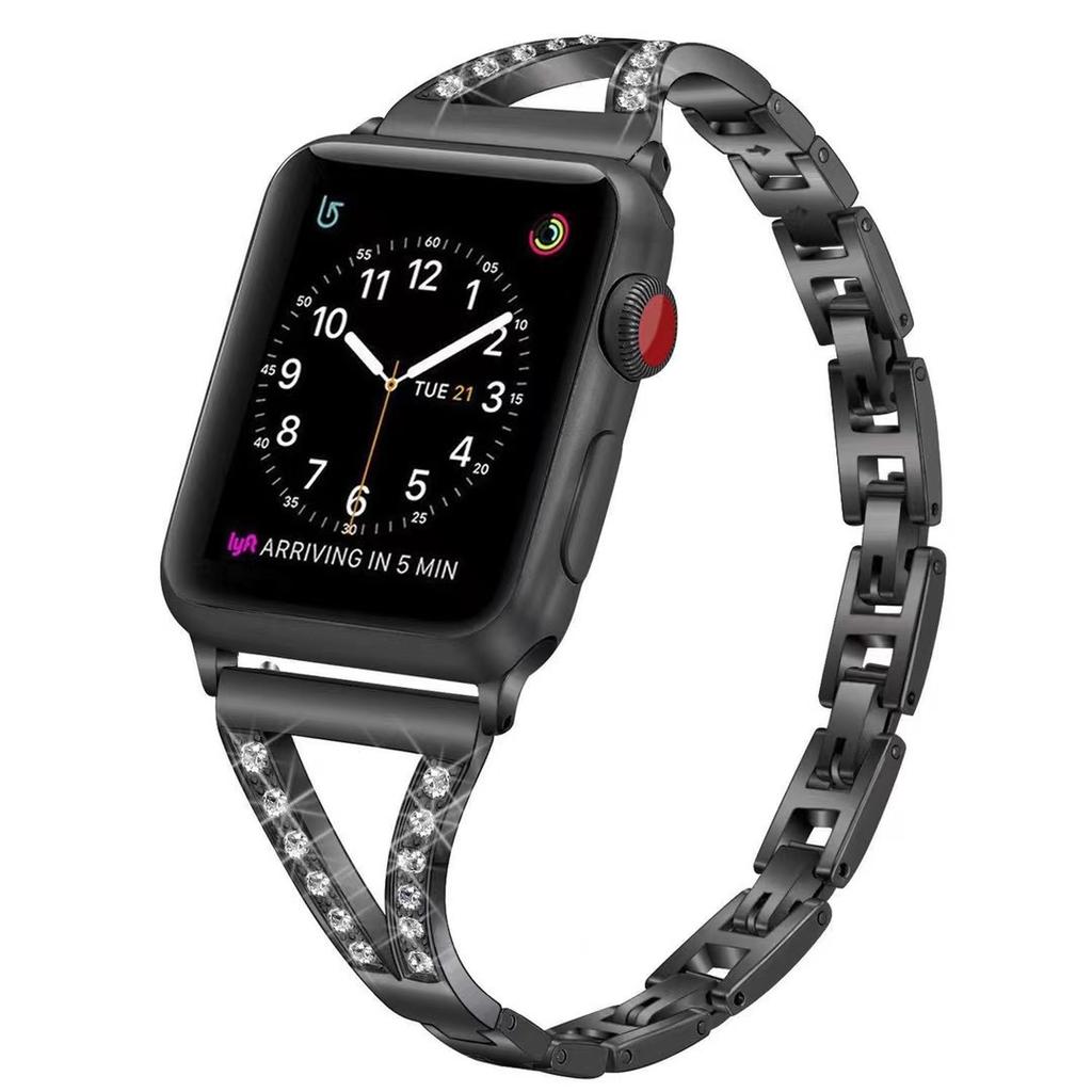 Aluminum Alloy Rhinestone Decor Watch Band Strap for Apple Watch Series 10 42mm/9 8 7 41mm/6 5 4 SE SE (2022) SE (2023) 40mm/3 2 1 38mm