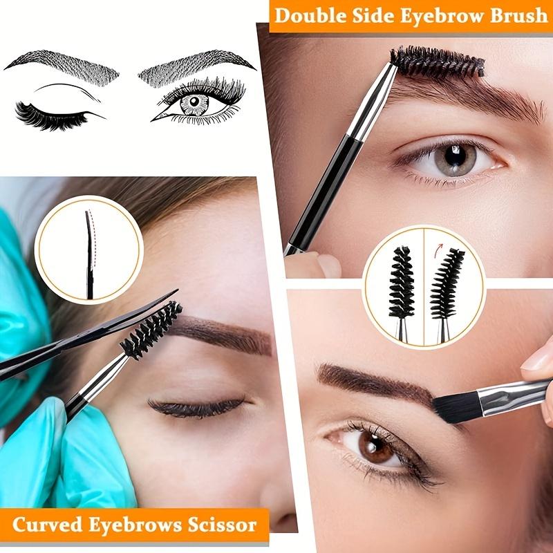 Профессиональный набор из 6 пинцетов из нержавеющей стали и изогнутые ножницы для женщин и мужчин, прецизионные пинцеты для бровей