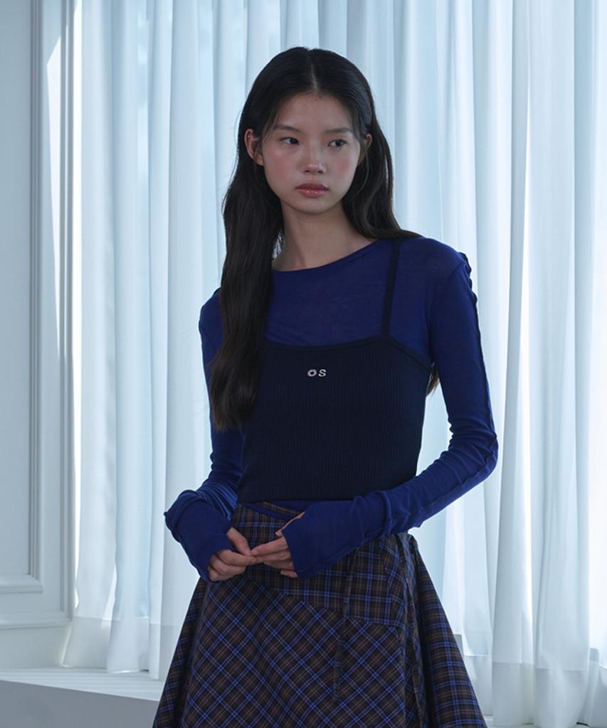OPENING SUNSHINE See-Through Wool Jersey T-Shirt Blue
