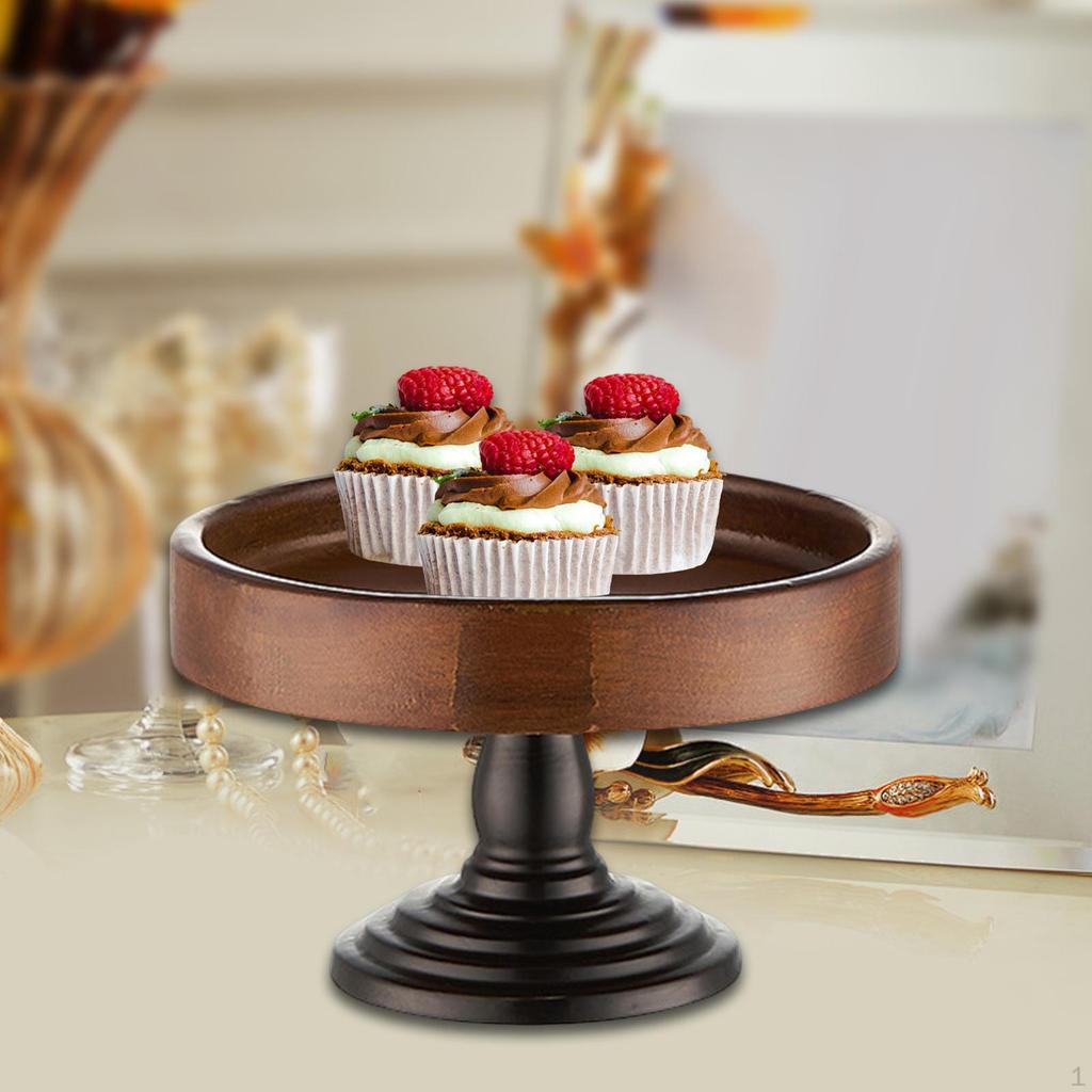 Cake Stand Display Rustic Decorative Round Wood Fruit Tray Dessert Table for