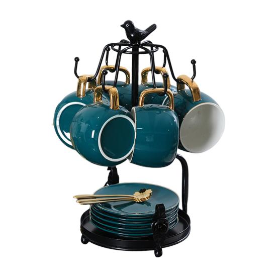 Подставка для чашки с 6 крючками и блюдцем, подставка для хранения чашек