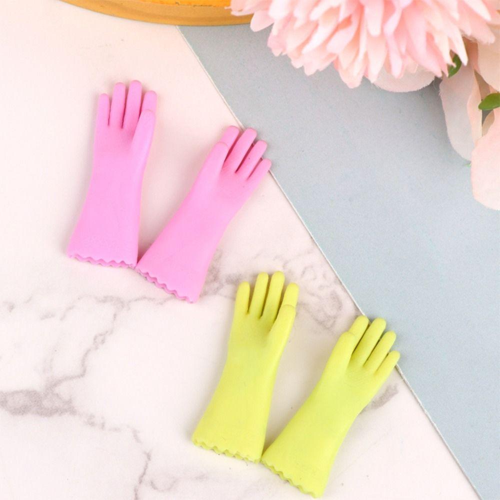 2 Pair Pink Green Dollhouse Gloves Doll Accessories Mini Baking Glove Universal